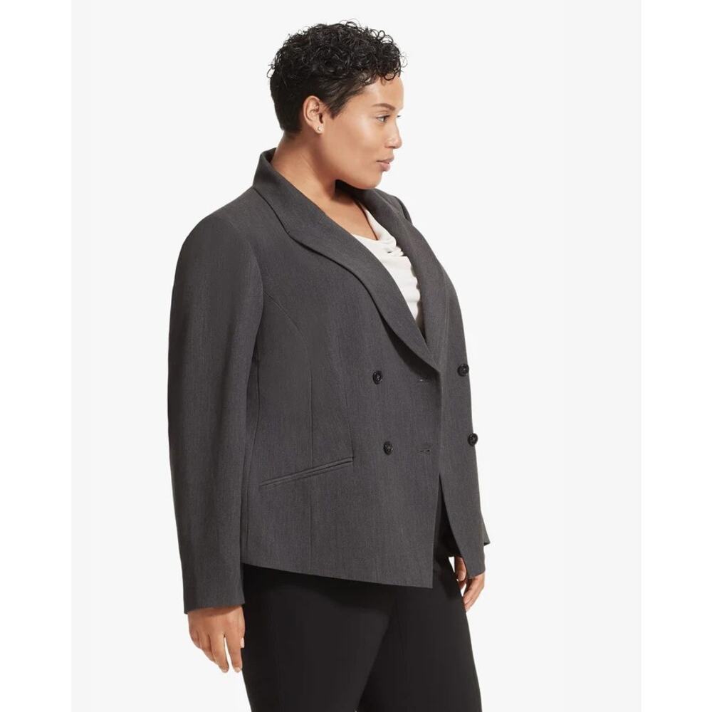 MM LaFleur Roxane Charcoal Work Jacket 1X Soft Twill Double Button Blazer NWOT - Picture 14 of 15